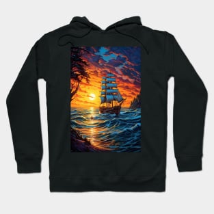 Sailboat at Sunset: A Colorful Ocean Voyage Hoodie